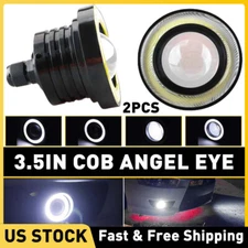 Universal 2PCS 3.5" Round Projector LED DRL Halo Angel Eyes Fog Lights Lamp DRL