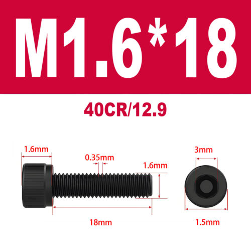 DIN912 12.9 legierter Stahl Zylinderschrauben Innensechskant M1.4-M3 - Bild 28 von 115