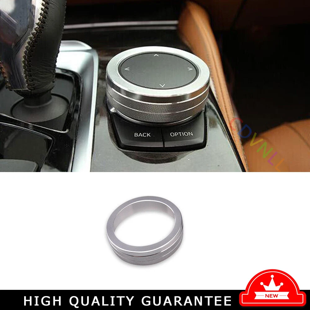 Middle Console Multimedia Button Cover 1* For BMW 5 Series 18-22 Silver Aluminum