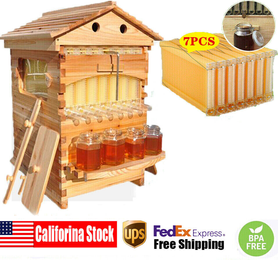 7 Pcs Auto Shedding Honey Hive Beehive Frames+Beekeeping Brood