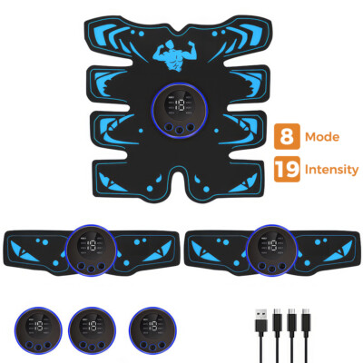 EMS Muscle Stimulator Rechargeable Abs Trainer Abdominal Toner Electronic Belts