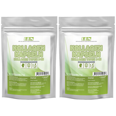 Kollagen - 240 Kapseln 1500mg / Tag - 100% Rinder Collagen Hydrolysat Peptide