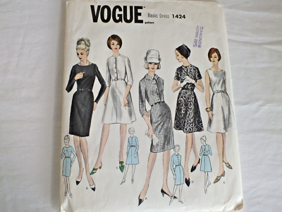 Vogue basic DRESS 5 style #1424 vintage Part Uncut sz 14 Complete 