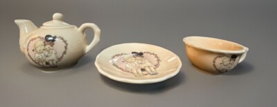 Vintage 1980 s 3 Piece Mabel Lucie Attwell Miniature Teapot Cup & Saucer