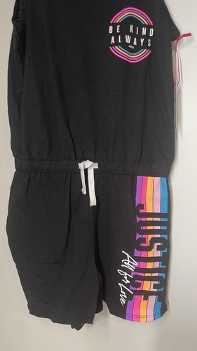 New Justice Girls Black Be Kind Drawstring Romper Sleeveless Size XL 16/18 - Picture 4 of 13