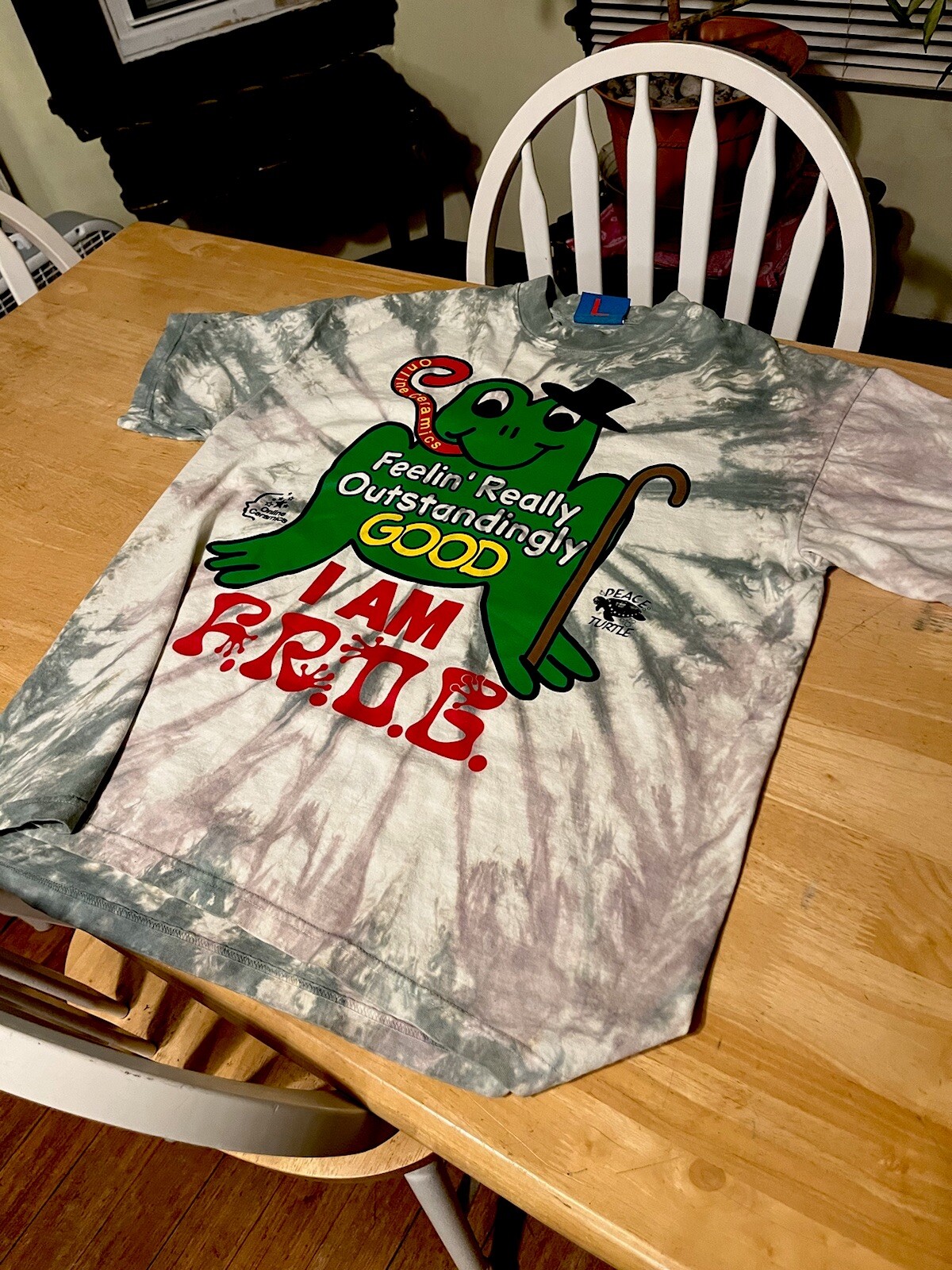 Online Ceramics F.R.O.G. Tie Dye Tee Rare Limited Mens Large Intricate Design-image