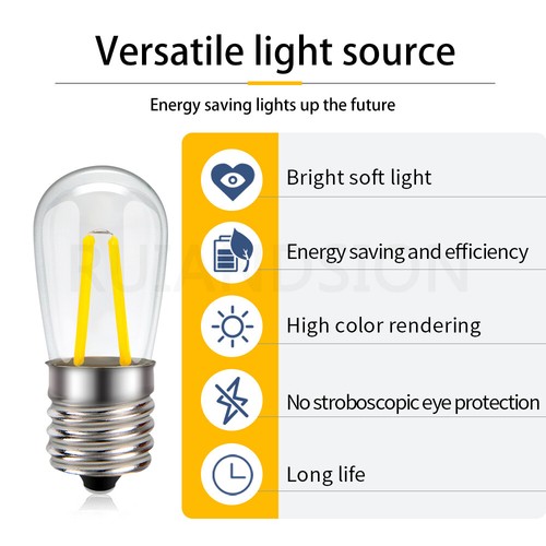 E17 Filament 2 LED Bulb Chandelier Light Fireplace Light White 110-130V/220-240V - Picture 4 of 11