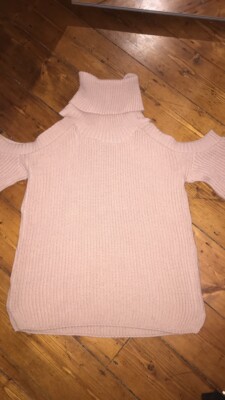 Miguided (Selfridges) Shoukder-Pullover Nude Rosa Cut Out Größe S