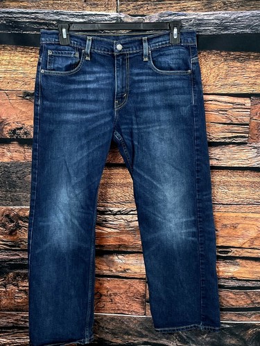Levi Mens 569 Mens Dark Wash 5 Pocket Blue Jeans Straight Leg Measured 34x27