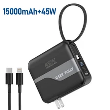 Power Bank Portable Charger 15000mAh 45W Fast Charging USB Type-C For Cell Phone