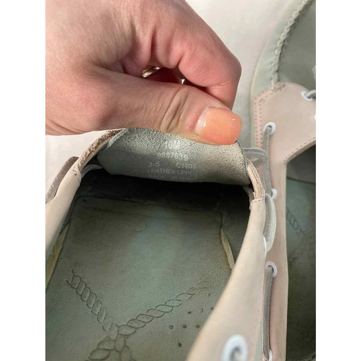 Sperry Top Sider Non marking leather boat shoes mint green beige