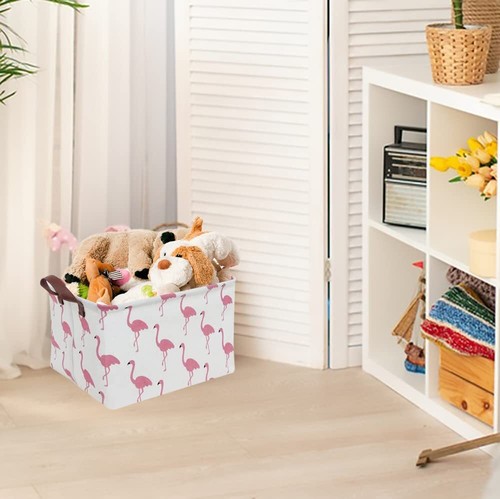 Rectangular Flamingo Storage Basketcollapsible Cute Pattern Storage Binwaterproo - Picture 5 of 7
