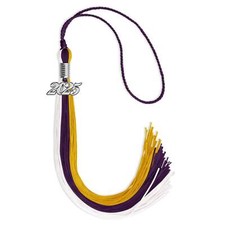 Endea Graduation Purple/Gold/White Tassel with Silver Date Drop