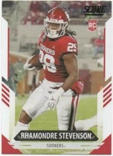 2021 Panini Score Football Base Set Rookie Card #386 Rhamondre Stevenson RC A-7