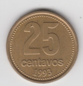 Argentina 1993. 25 centavos. The Cabildo building. EN UNION Y LIBERTAD KM#110