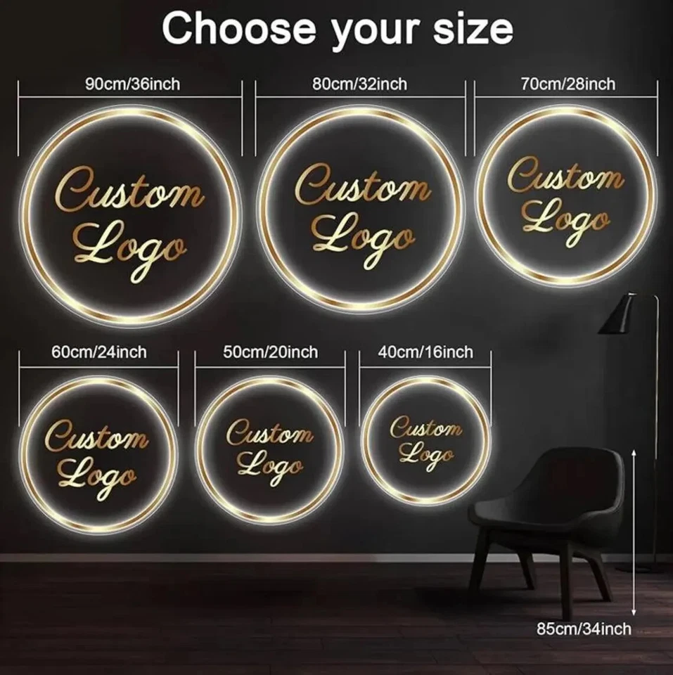 Custom Acrylic LED Logo Sign – Gold 3D Backlit Wall Décor for Salon Business - Image 4 of 4