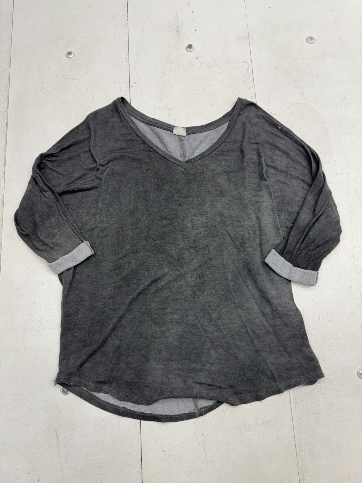 Tresics Solid Charcoal Gray Basic 3/4 Sleeve Shir… - image 1