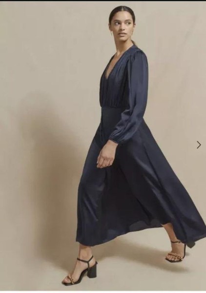Women Jigsaw Dress Navy Polyester 36