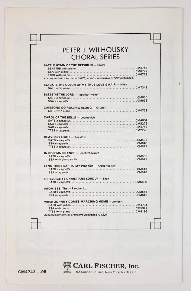 Himno de Batalla de la República Steffe Wilhousky Hoja Coral SSATTBB Piano 1944 Foto 2 de 4