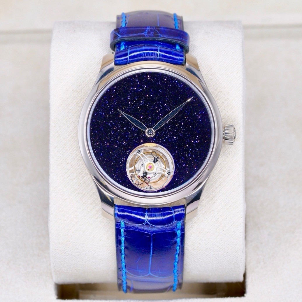 H.Moser & Cie endeavour 1804-0226 New Blue Aventurine Dial Tourbillon White Gold