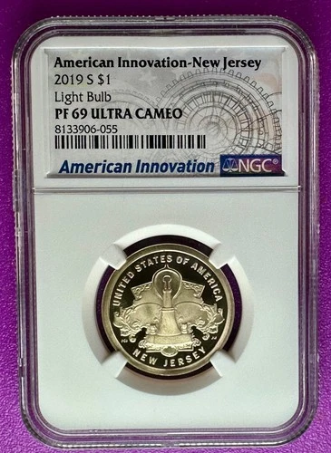2019 S $1 American Innovation - New Jersey Light Bulb NGC PF69 (055)