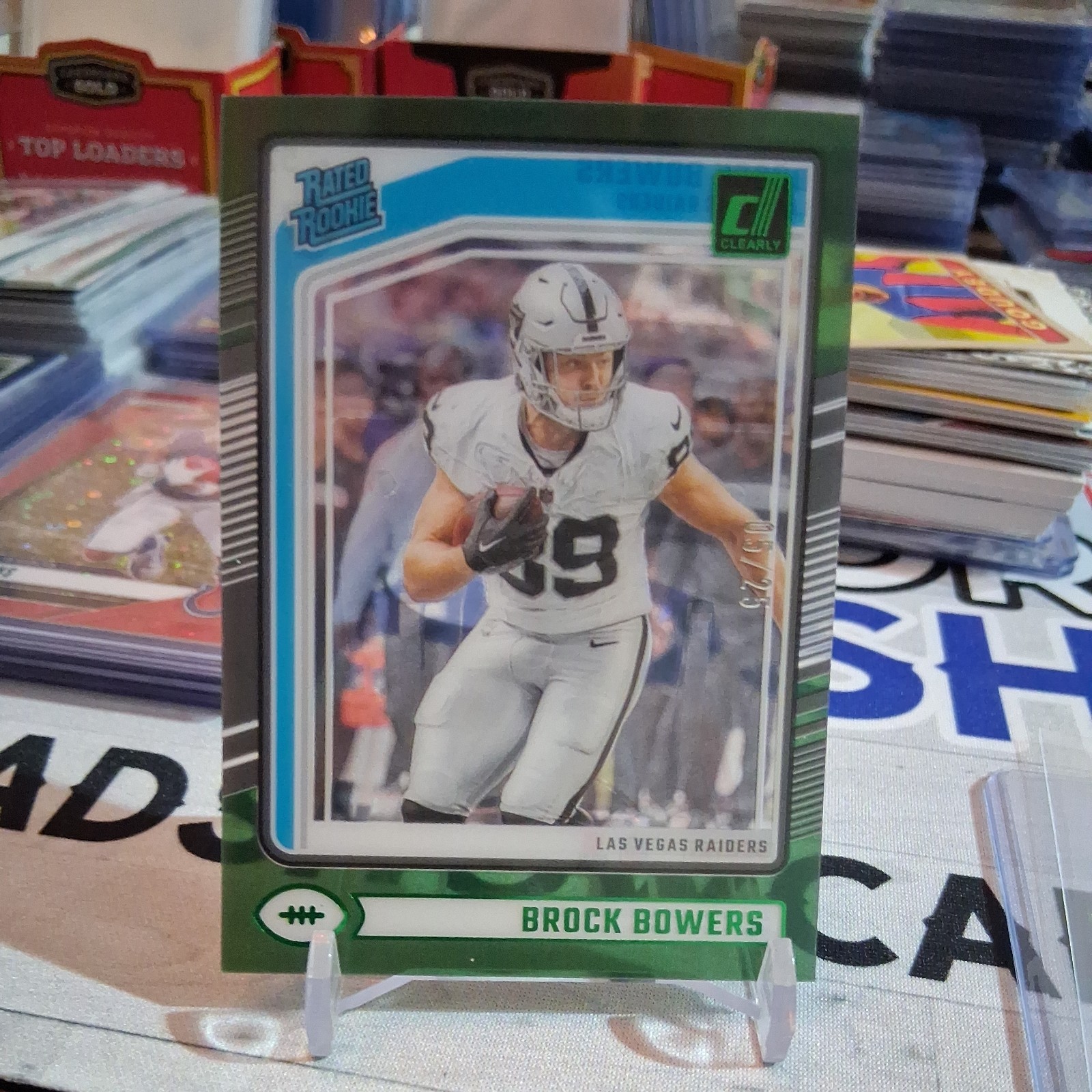 2024 Donruss Clearly Brock Bowers #57 Green /25 Raiders SSP