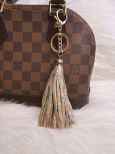 Bling Tassel bag Charm keychain Keyring fob Tan Gold Tassel purse new Gift