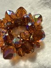 Vintage Yellow Aurora Borealis Glass Faceted Beads Open Circle Wreath Goldtone — photo 4