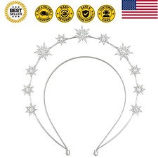 Star Halo Crown Crystal Goddess Headband Rhinestone Halo Wedding Tiara Glitte...