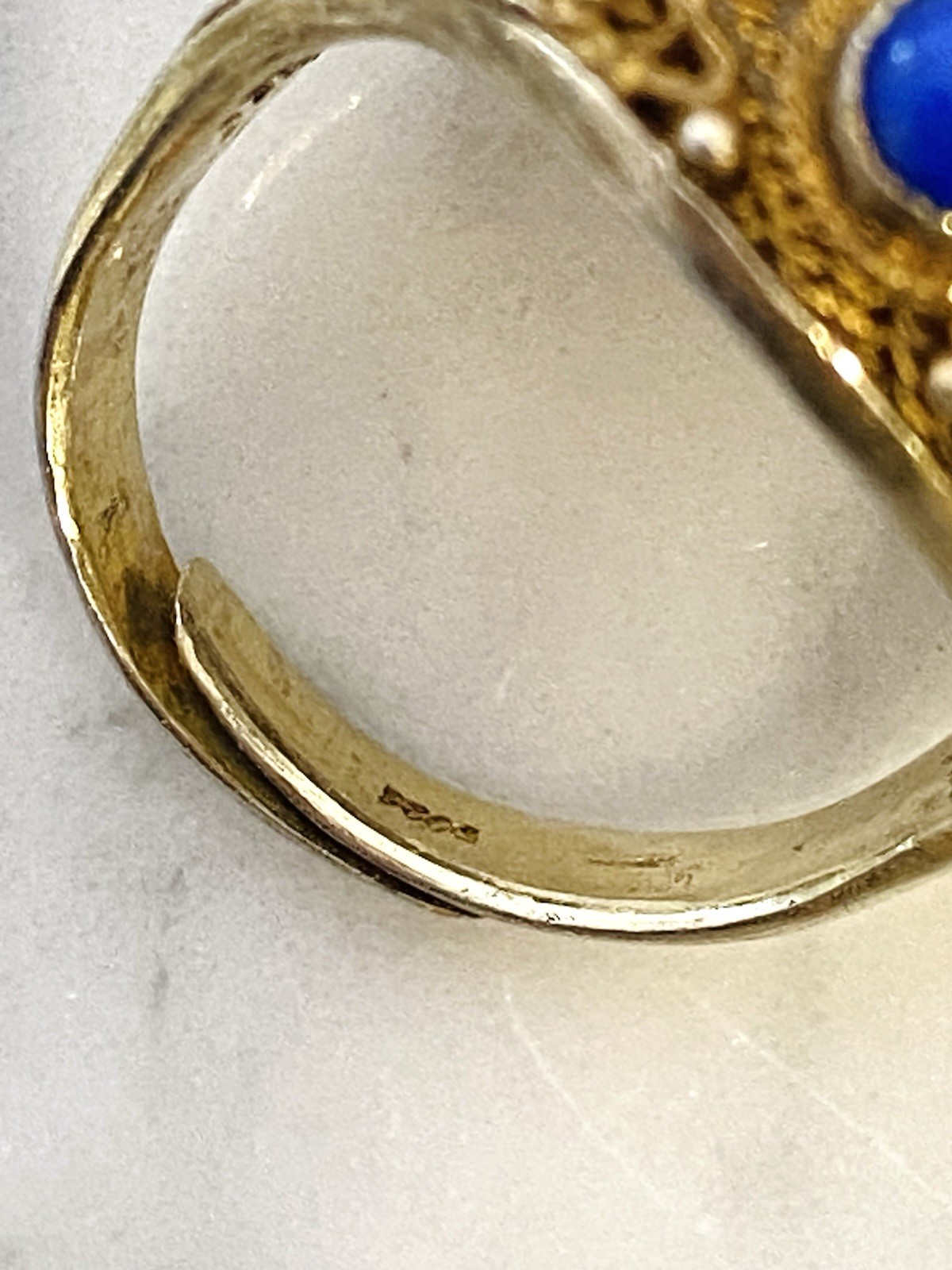 Bague Ancienne En Argent Taille 52 Avec Pierre Bleue (Lapis Lazuli ?) - Occasion