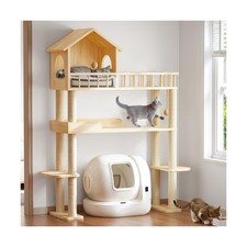Wood Cat Tower for Automatic Litter Box, 60.2" H Tall Cat Tree for ... Fast Ship