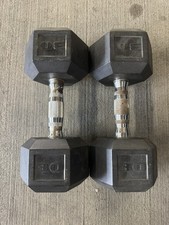 Rubber Coated Hex Dumbbell Hand Weights, 30 p...