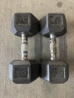 Rubber Coated Hex Dumbbell Hand Weights, 30 pounds (set of two)