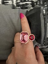 Ted Baker Adjustable Ring Gold Tone with Pink Stone