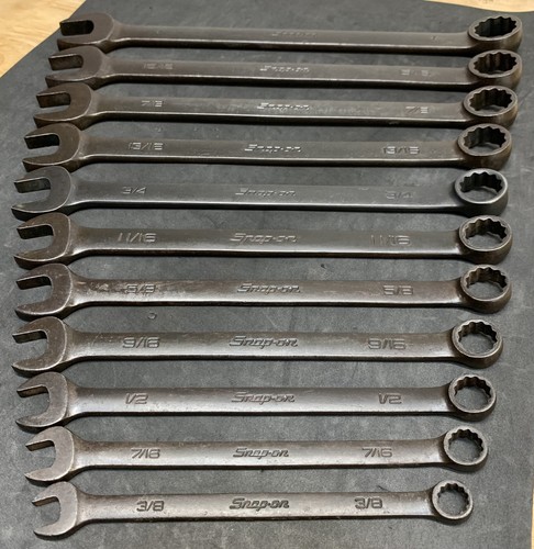 Snap On 11pc Flank Drive SAE Black Combination Wrench Set Standard 3/8”- 1” - Bild 4 von 21