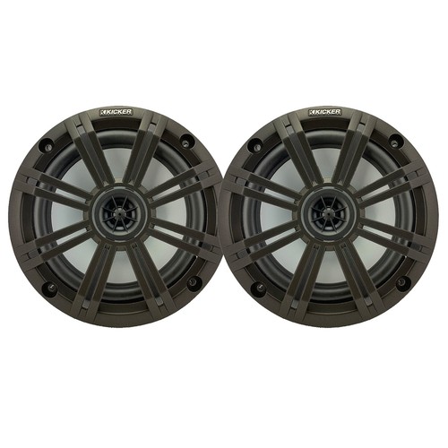 Kicker 6.5" 195 Watt Max Marine Boat Audio Speakers (Pair) with Charcoal Grilles