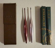 Lot x 2 Furls Streamline Metal Crochet Hooks + Leather Case 3.5mm 3.75mm