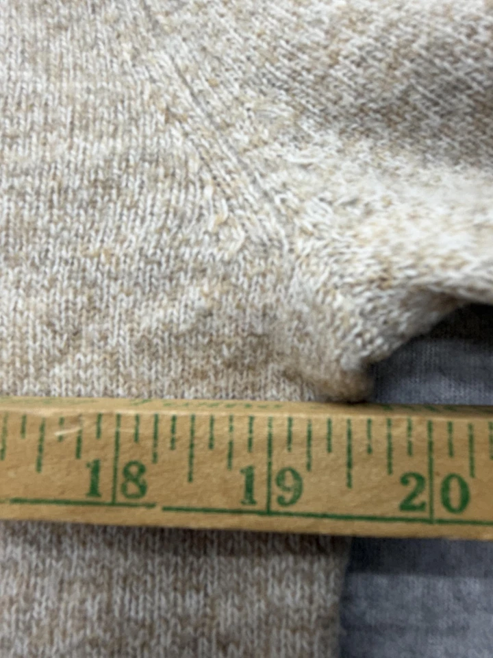 J Crew мужской маленький бежевый прочный мериносовой шерсти смесь Crewneck вязаный свитер пуловер - Изображение 4 из 4