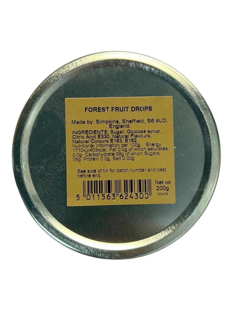 Simpkins Forest Fruit Drops Travel Tin 200g RETRO SWEETS