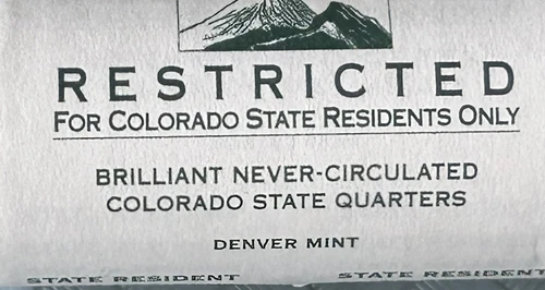 Uncirculated 2006 D Colorado State Quarters Restricted to Residents... 1/2 roll!