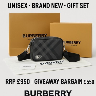 Burberry Schultertasche Grid Grau | Komplettes Geschenkset | UVP 950£ | Neu Mit Etikett