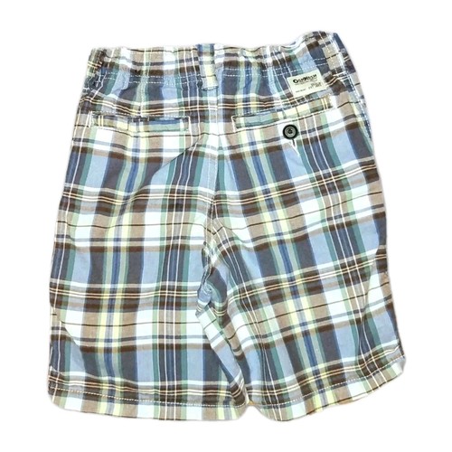 Size 4 Oshkosh Adjustable Plaid Shorts & Blue Polo Shirt Boys Summer Outfit - Picture 2 of 3