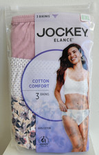 Jockey Elance sz 8 Bikinis 3 pk Pink  Plum Womens Underwear Panties 100 Cotton