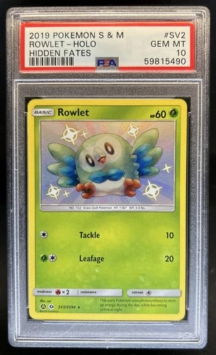 2019 Pokemon SM Hidden Fates Rowlet #SV2/SV94 PSA 10 GEM MINT