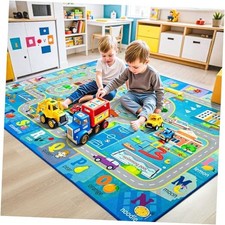 4x6 Car Road Area Rug for Kids Playroom Bedroom, Non Slip Low Pile Washable