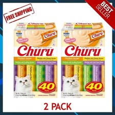 Inaba Churu Creamy, Lickable Wet Cat Treats, Chicken, 0.5 oz, 40 Tubes 2 Pack 
