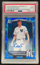 2025 Bowman Chrome Sapphire Prospect #CPSA-CS Cam Schlittler RC Auto /199 PSA 9