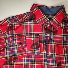 NEW Cremieux Classics Button up Shirt Mens Medium Red Plaid Paisley Long Sleeve