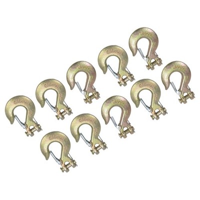 (10) 5/16'' Grade 70 Steel Heavy Duty Forged Clevis Slip Hook With Safety Latch