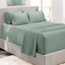 Bed Sheets, Luxury Soft 6 Piece Bed Sheet Set Extra Deep Queen Ice Green